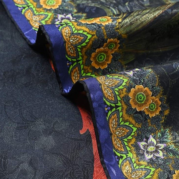 Rich Peacock Polyester Silkly Screen Printed Scarf