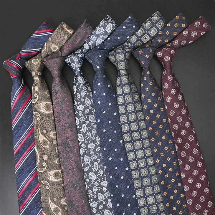 YiLi Black Floral Linen Tie: Timeless Style
