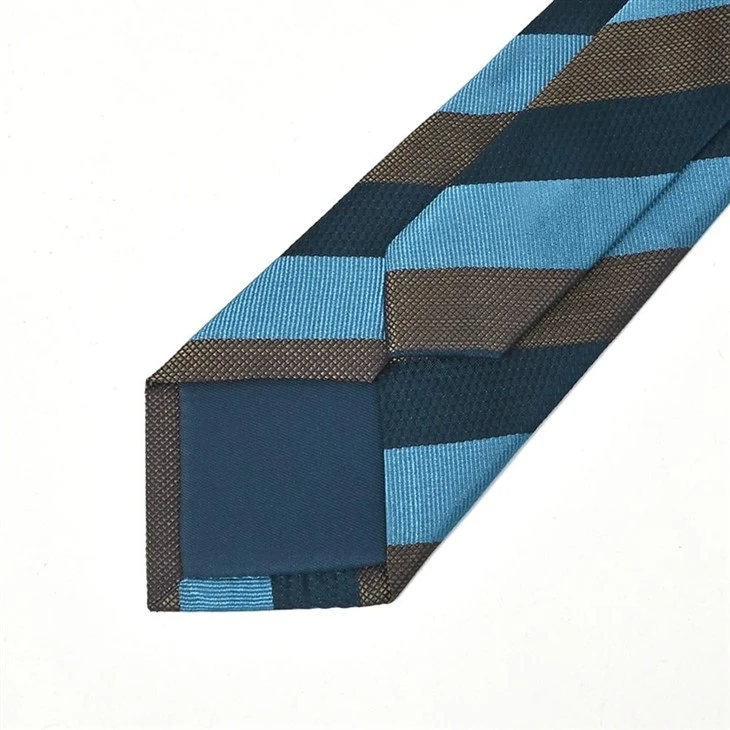 YiLi Blue And Brown Striped Silk Tie - Sustainable Stripes